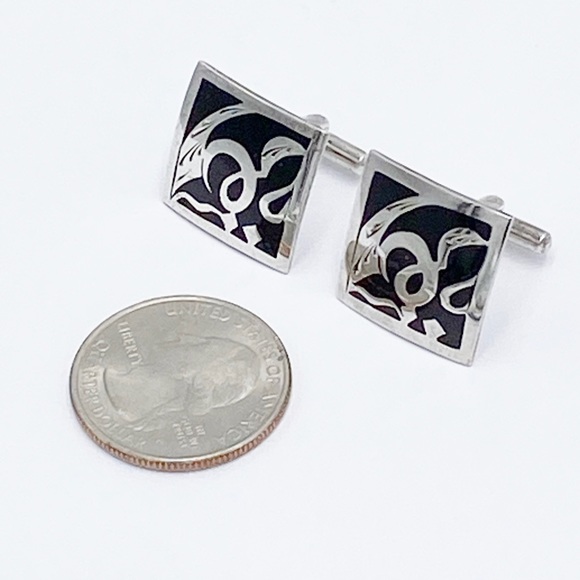Vintage 900 Silver Scroll Design Cuff Links - Picture 3 of 8